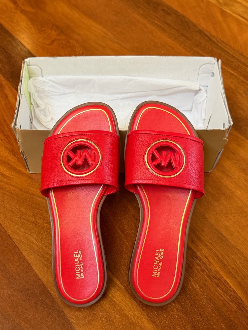 Deanna Cutout Tumbled Leather Slide Sandal Size 7M Dark Sangria